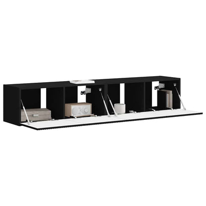 TV Wall Cabinet 2 pcs Black 78.5 x 31 x 29.5 cm Engineered Wood