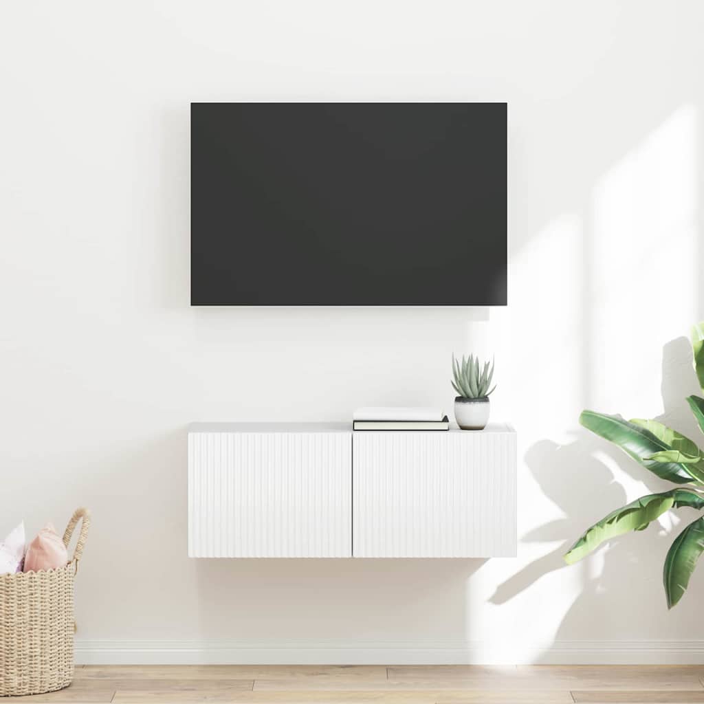 TV Wall Cabinet Gloss White 78.5 x 31 x 29.5 cm Engineered Wood
