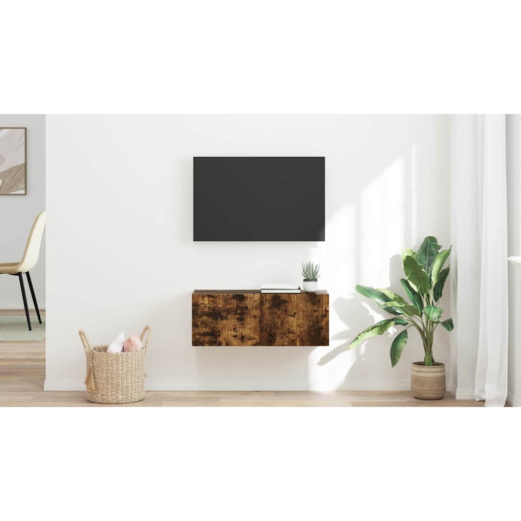 TV Wall Cabinet Smoked Oak 78.5 x 31 x 29.5 cm Engineered Wood