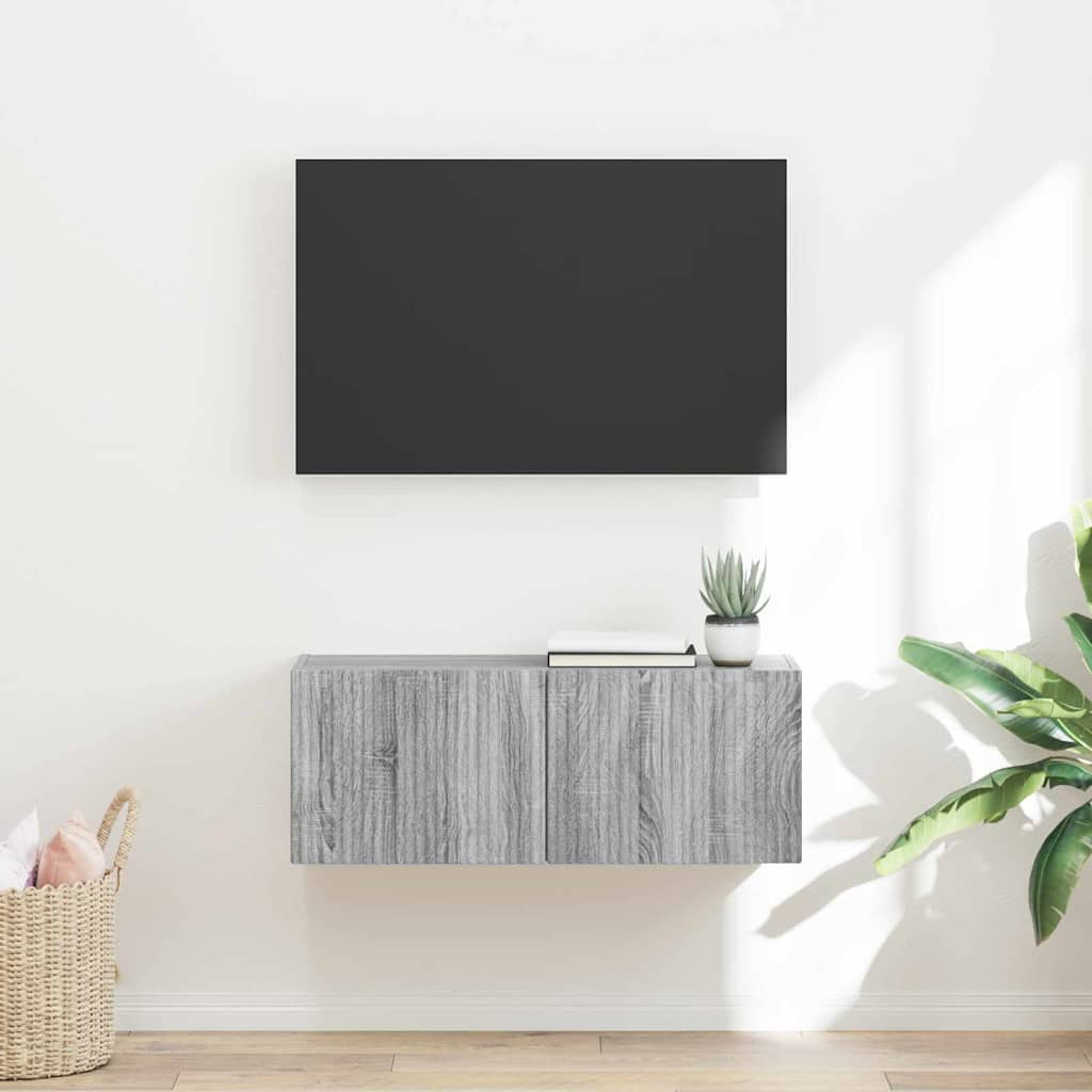 TV Wall Cabinet Grey Sonoma 78.5 x 31 x 29.5 cm Engineered Wood