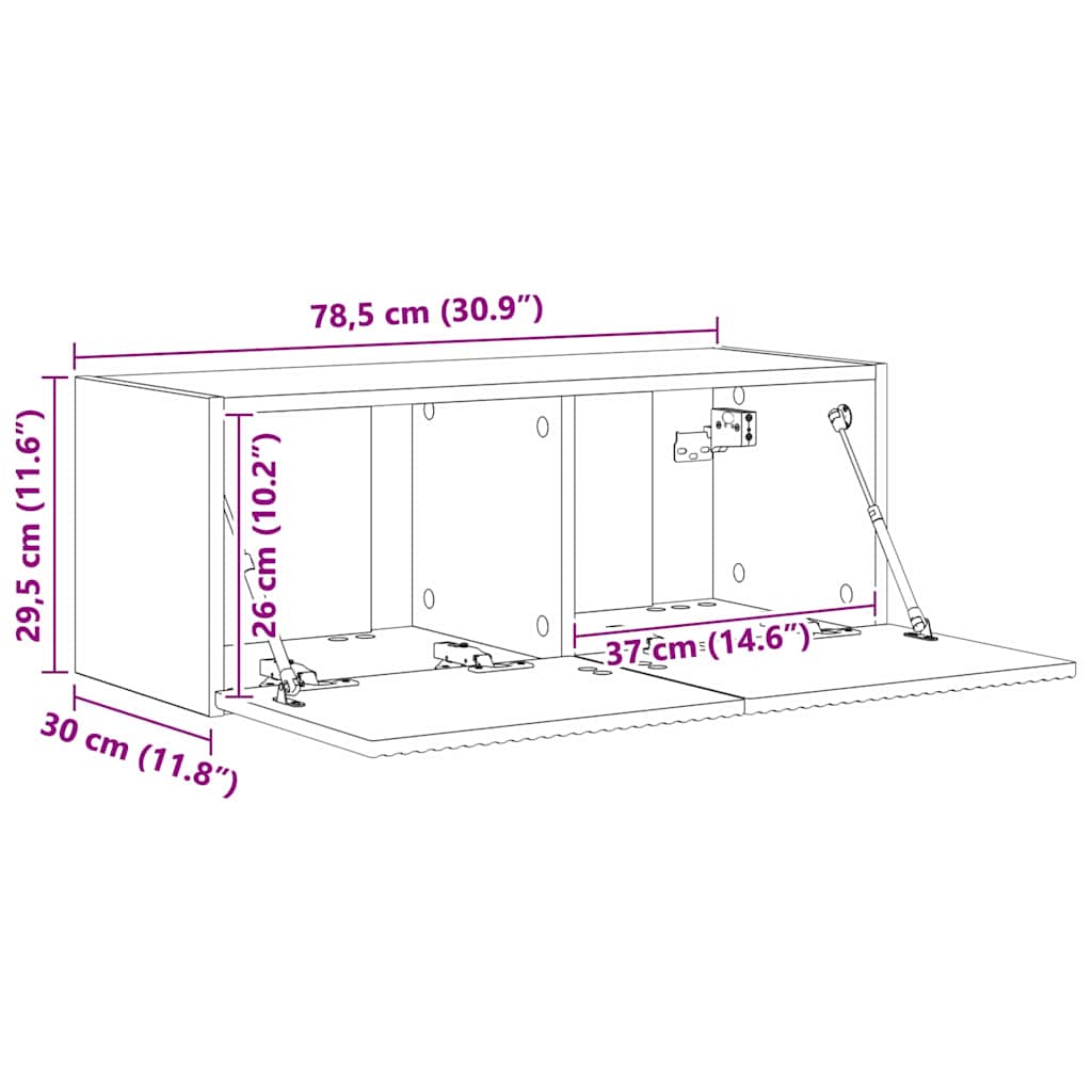 TV Wall Cabinet Grey Sonoma 78.5 x 31 x 29.5 cm Engineered Wood