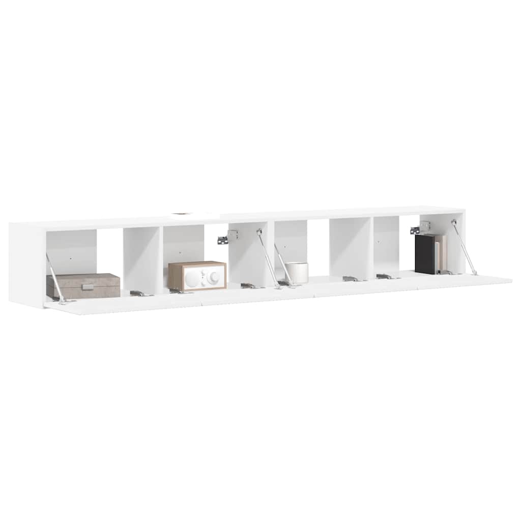 TV Wall Cabinet 2 pcs White Engineered Wood
