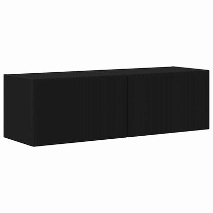 TV Wall Cabinet 2 pcs Black Engineered Wood
