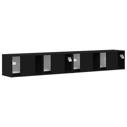 TV Wall Cabinet 2 pcs Black Engineered Wood