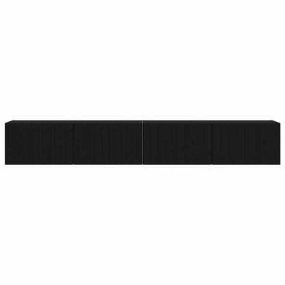 TV Wall Cabinet 2 pcs Black Engineered Wood