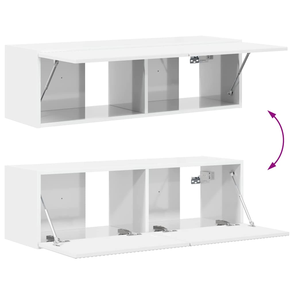 TV Wall Cabinet Gloss White 98 x 31 x 29.5 cm Engineered Wood