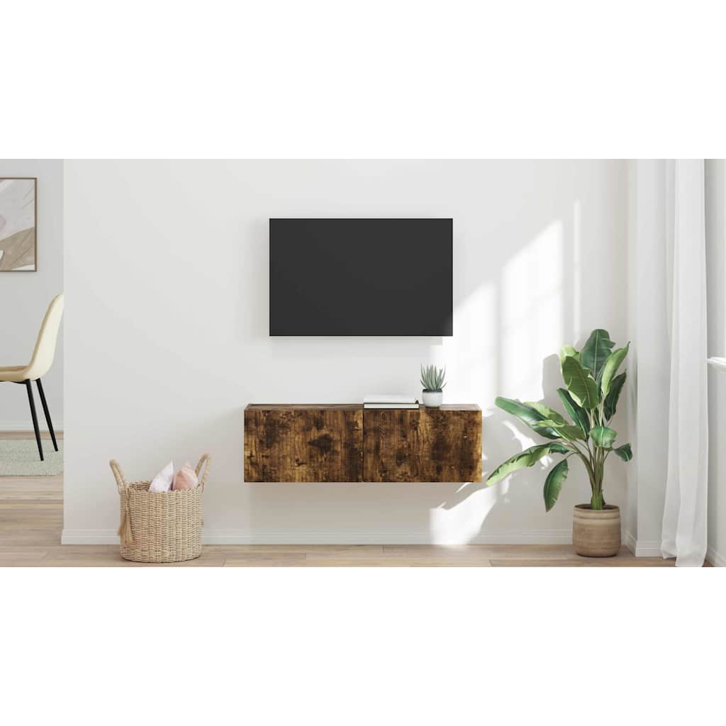 TV Wall Cabinet Smoked Oak 98 x 31 x 29.5 cm Engineered Wood