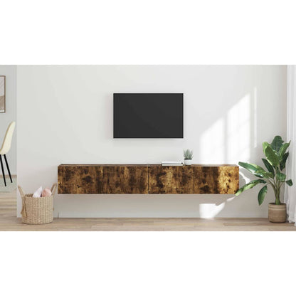 TV Wall Cabinet Wall-mounted 2 pcs Smoked Oak 98 x 31 x 29.5 cm