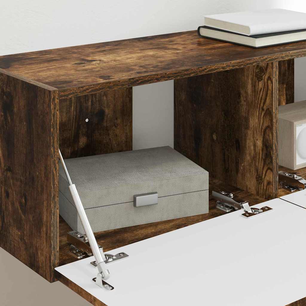 TV Wall Cabinet Wall-mounted 2 pcs Smoked Oak 98 x 31 x 29.5 cm