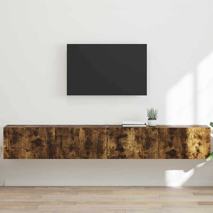 TV Wall Cabinet Wall-mounted 2 pcs Smoked Oak 98 x 31 x 29.5 cm