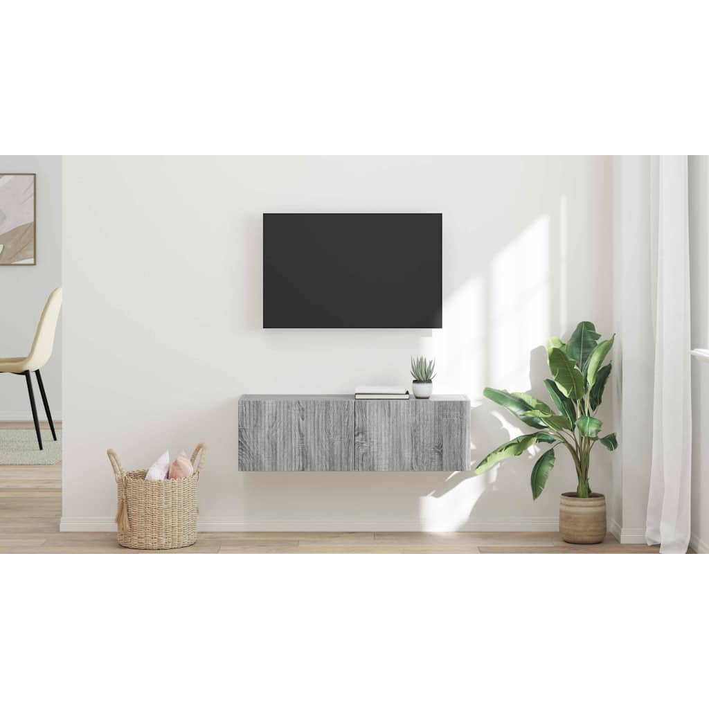 TV Wall Cabinet Grey Sonoma 98 x 31 x 29.5 cm Engineered Wood
