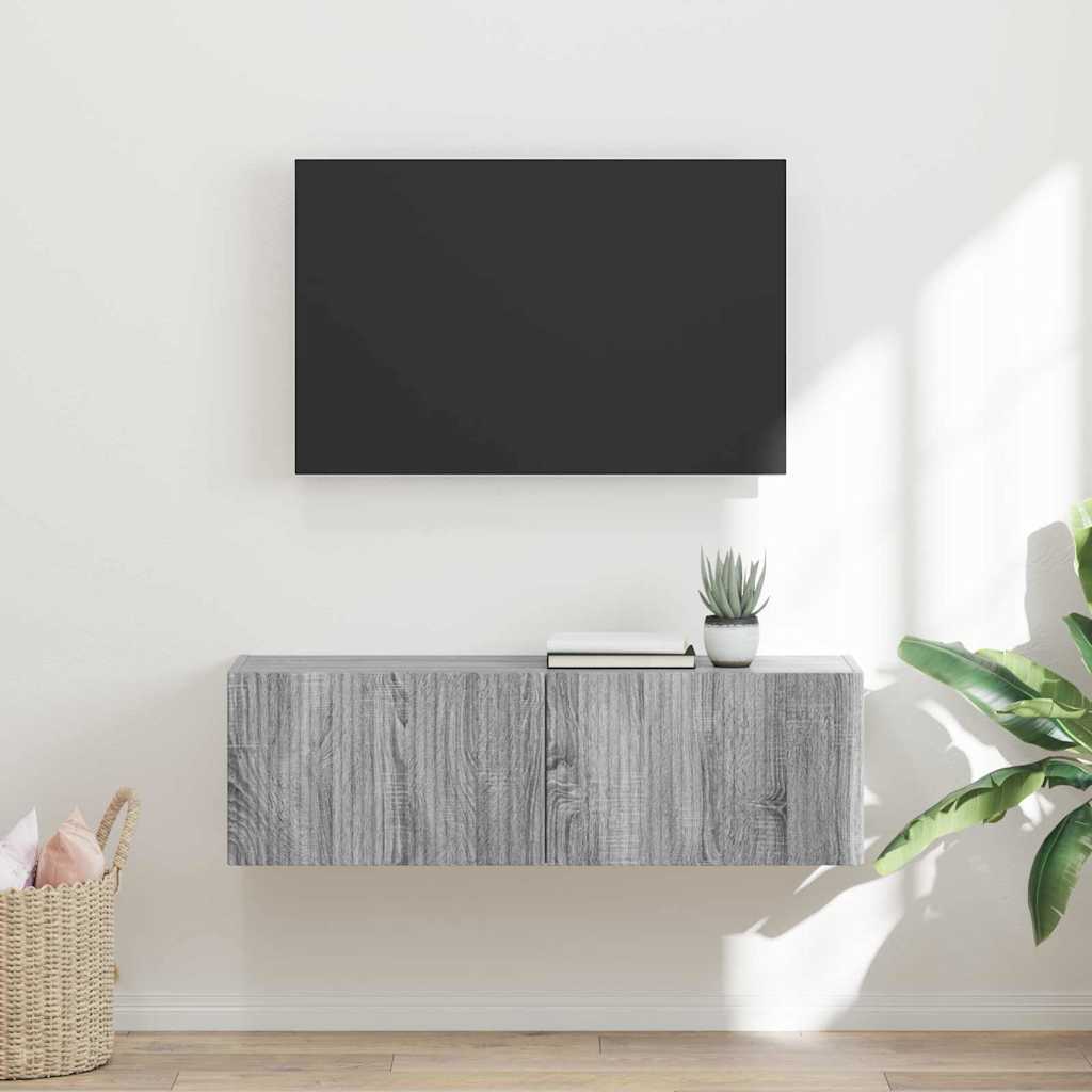 TV Wall Cabinet Grey Sonoma 98 x 31 x 29.5 cm Engineered Wood