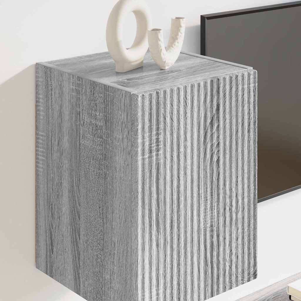 TV Wall Cabinet Wall-mounted 2 pcs Grey Sonoma 30 x 31 x 40 cm