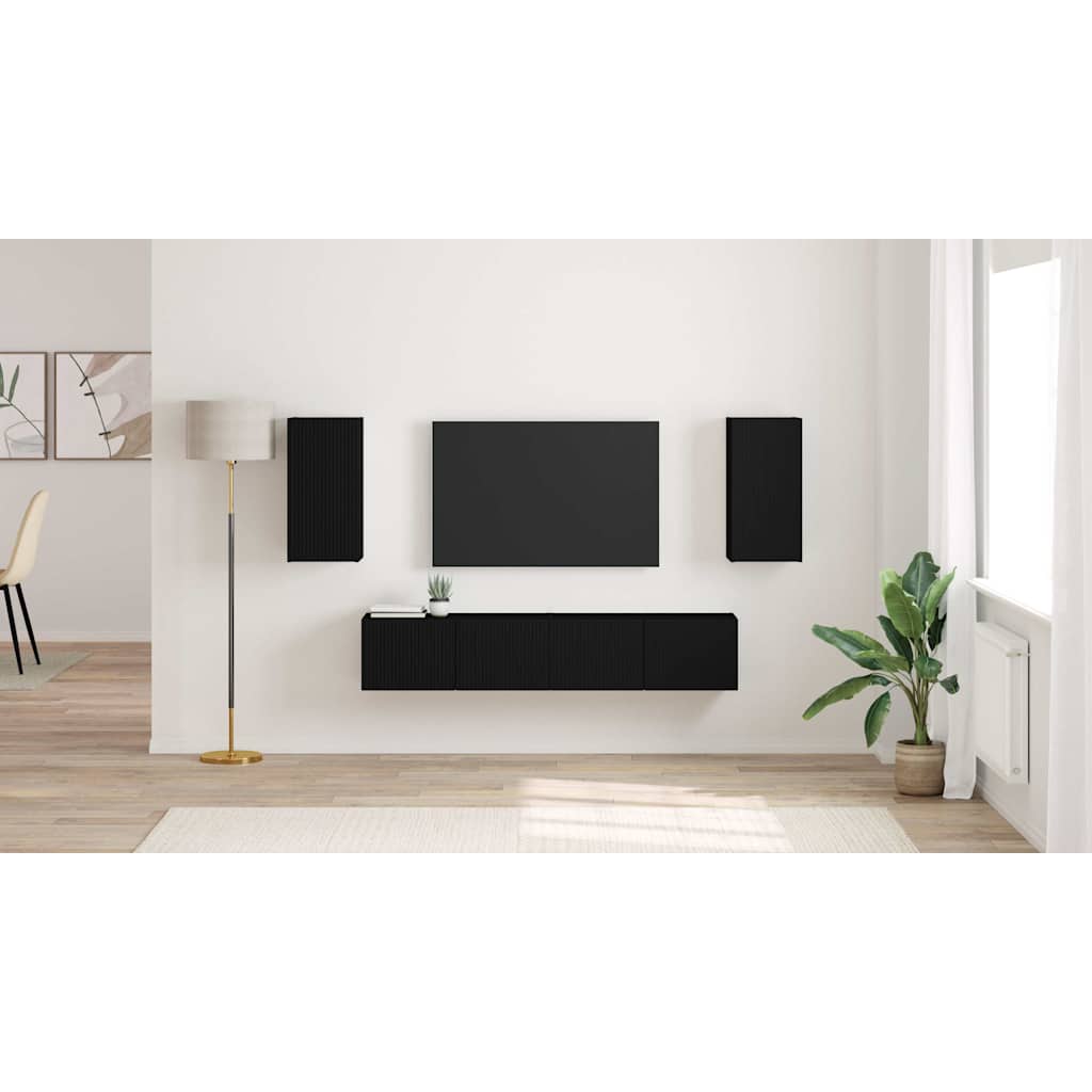 TV Wall Cabinet 2 pcs Black 30 x 31 x 60 cm Engineered Wood