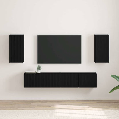 TV Wall Cabinet 2 pcs Black 30 x 31 x 60 cm Engineered Wood