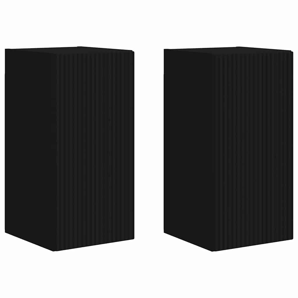 TV Wall Cabinet 2 pcs Black 30 x 31 x 60 cm Engineered Wood