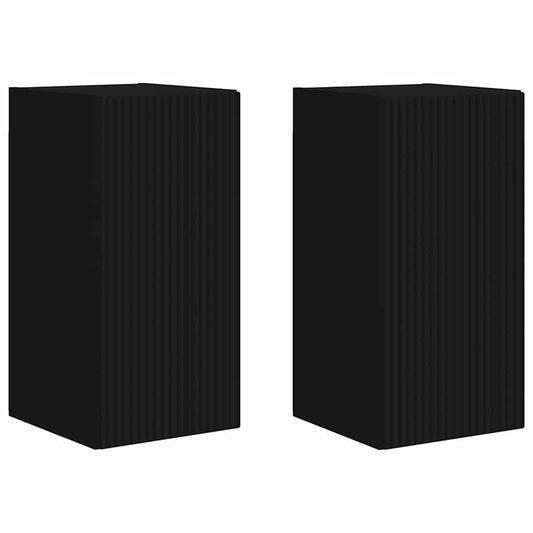 TV Wall Cabinet 2 pcs Black 30 x 31 x 60 cm Engineered Wood