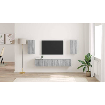 TV Wall Cabinet Wall-mounted 2 pcs Grey Sonoma 30 x 31 x 60 cm