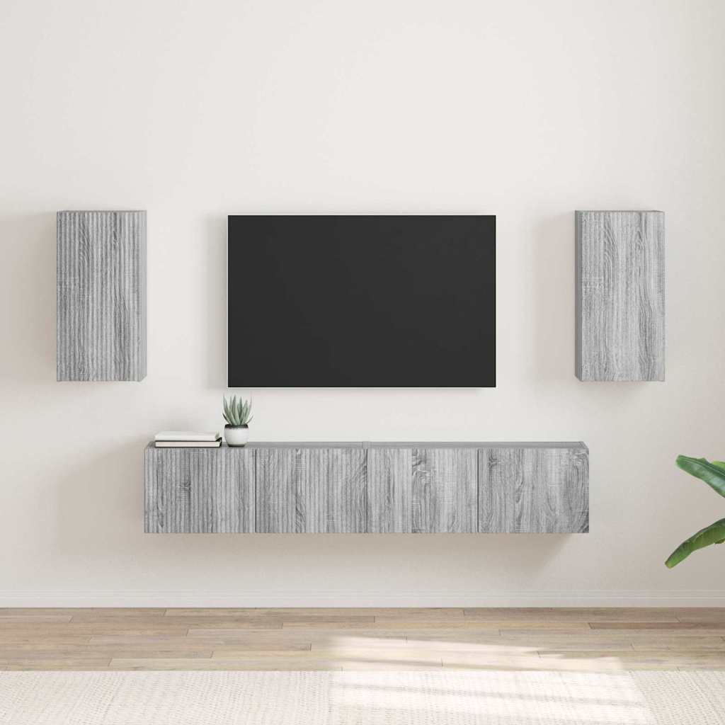 TV Wall Cabinet Wall-mounted 2 pcs Grey Sonoma 30 x 31 x 60 cm