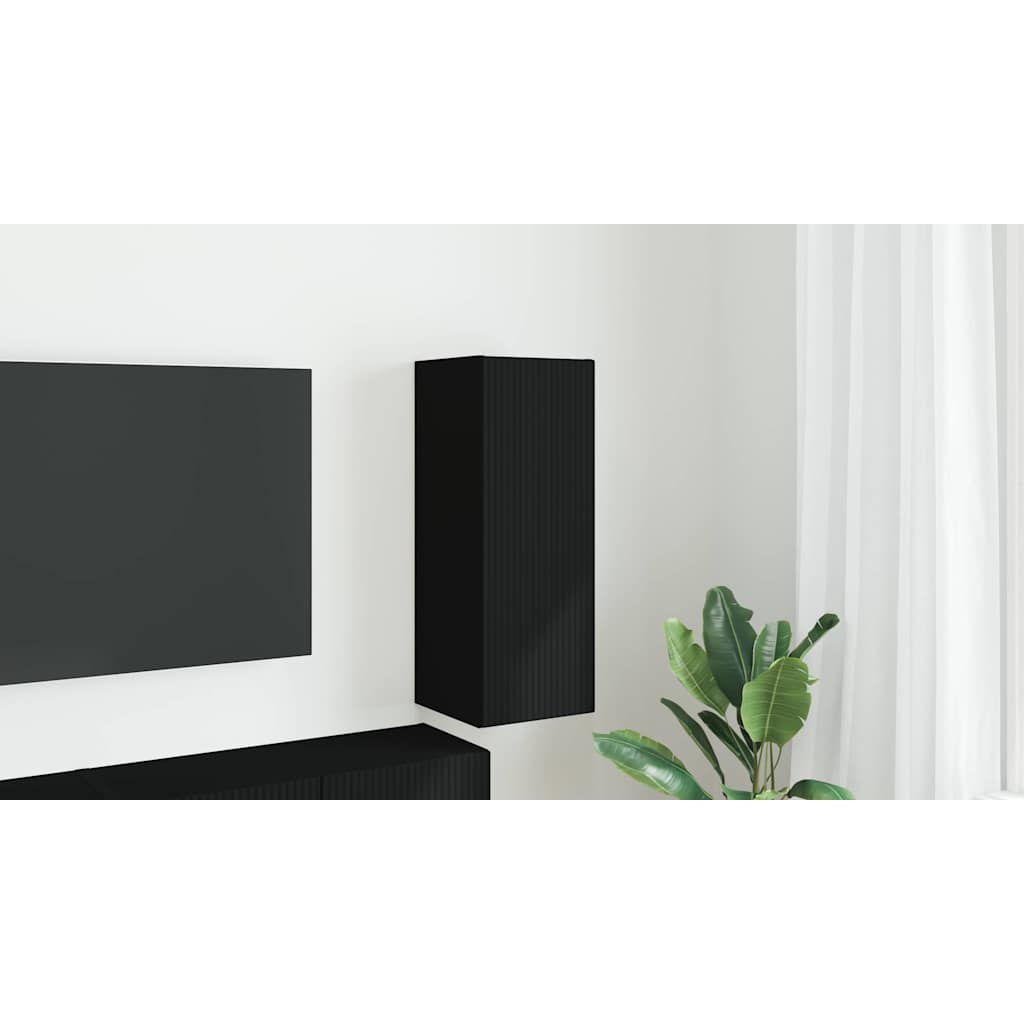 TV Wall Cabinet Black 30 x 31 x 80 cm Engineered Wood