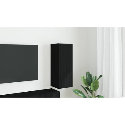 TV Wall Cabinet Black 30 x 31 x 80 cm Engineered Wood