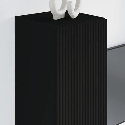 TV Wall Cabinet 2 pcs Black 30 x 31 x 80 cm Engineered Wood