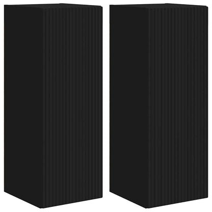 TV Wall Cabinet 2 pcs Black 30 x 31 x 80 cm Engineered Wood
