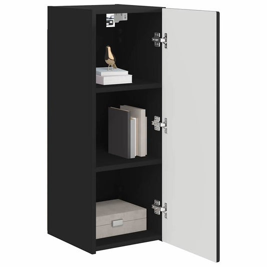 TV Wall Cabinet 2 pcs Black 30 x 31 x 80 cm Engineered Wood