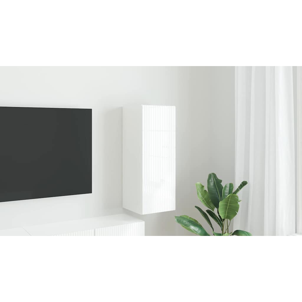 TV Wall Cabinet Gloss White 30 x 31 x 80 cm Engineered Wood