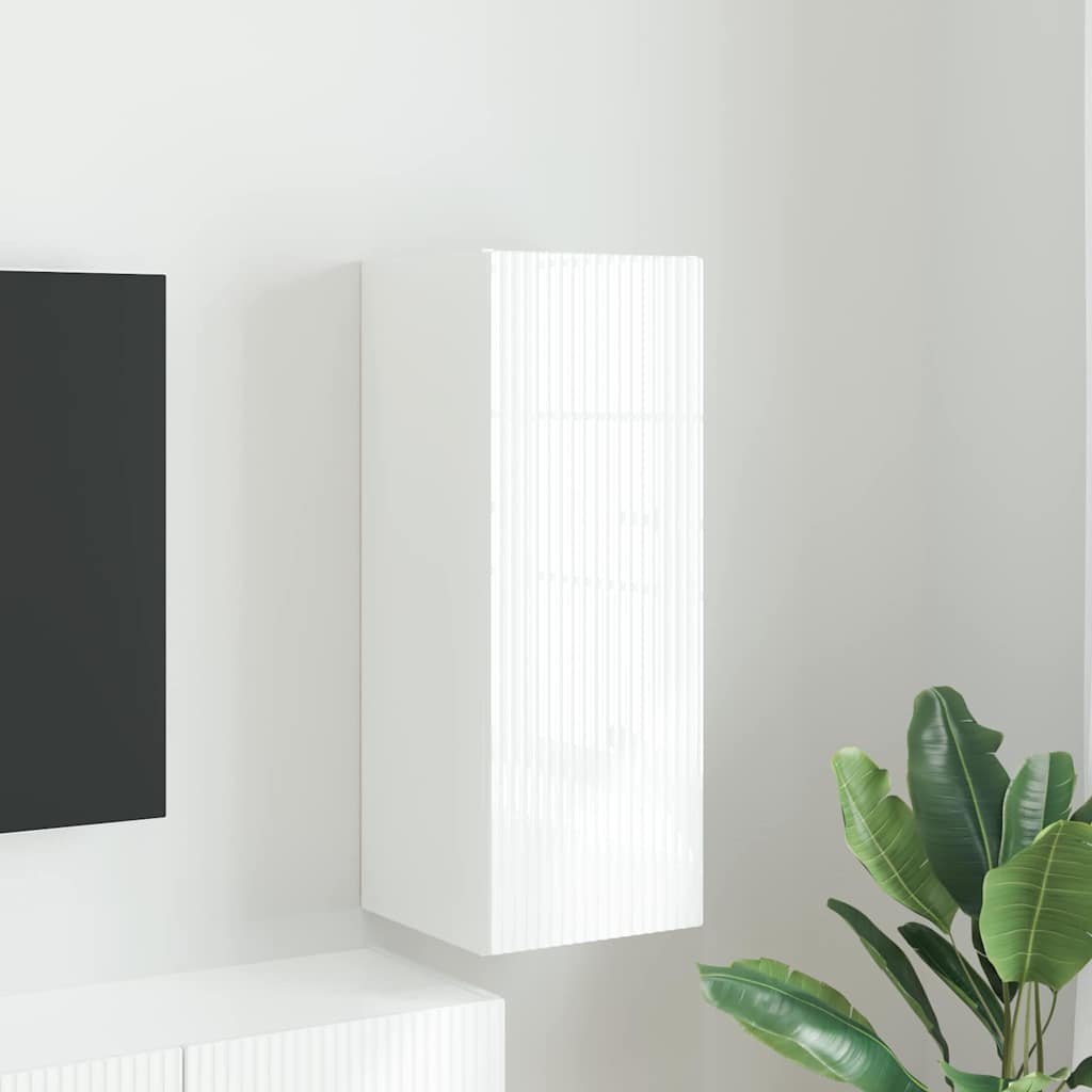 TV Wall Cabinet Gloss White 30 x 31 x 80 cm Engineered Wood