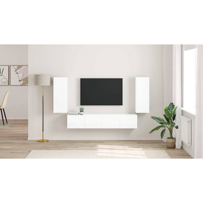 TV Wall Cabinet Wall-mounted 2 pcs Gloss White 30 x 31 x 80 cm