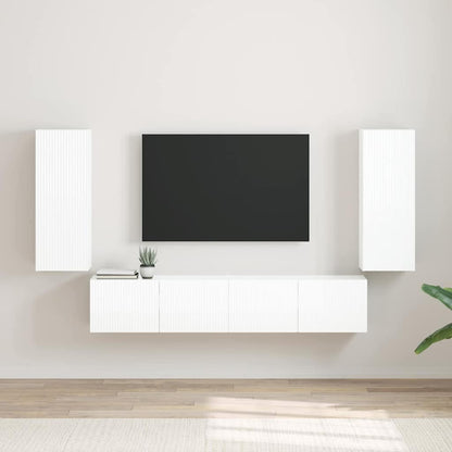TV Wall Cabinet Wall-mounted 2 pcs Gloss White 30 x 31 x 80 cm