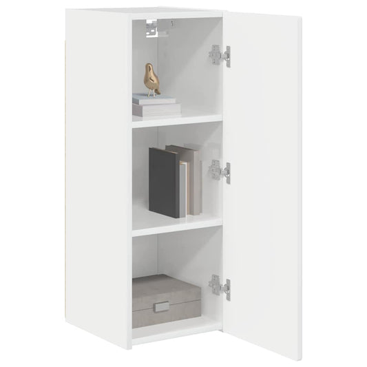 TV Wall Cabinet Wall-mounted 2 pcs Gloss White 30 x 31 x 80 cm