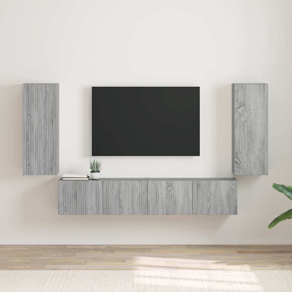 TV Wall Cabinet Wall-mounted 2 pcs Grey Sonoma 30 x 31 x 80 cm