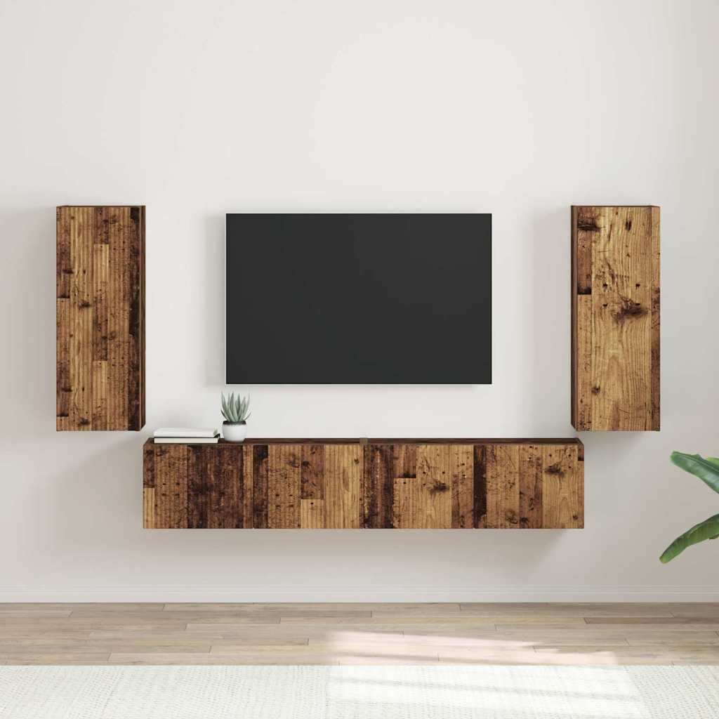 TV Wall Cabinet 2 pcs Old Wood 30 x 31 x 80 cm Engineered Wood