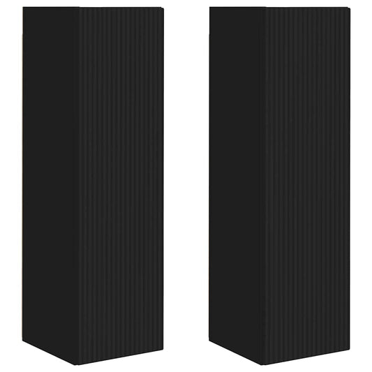 TV Wall Cabinet 2 pcs Black 30 x 31 x 100 cm Engineered Wood