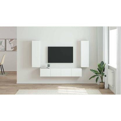 TV Wall Cabinet Wall-mounted 2 pcs Gloss White 30 x 31 x 100 cm