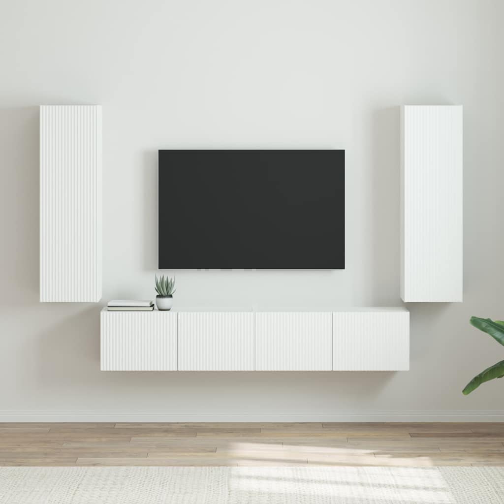 TV Wall Cabinet Wall-mounted 2 pcs Gloss White 30 x 31 x 100 cm