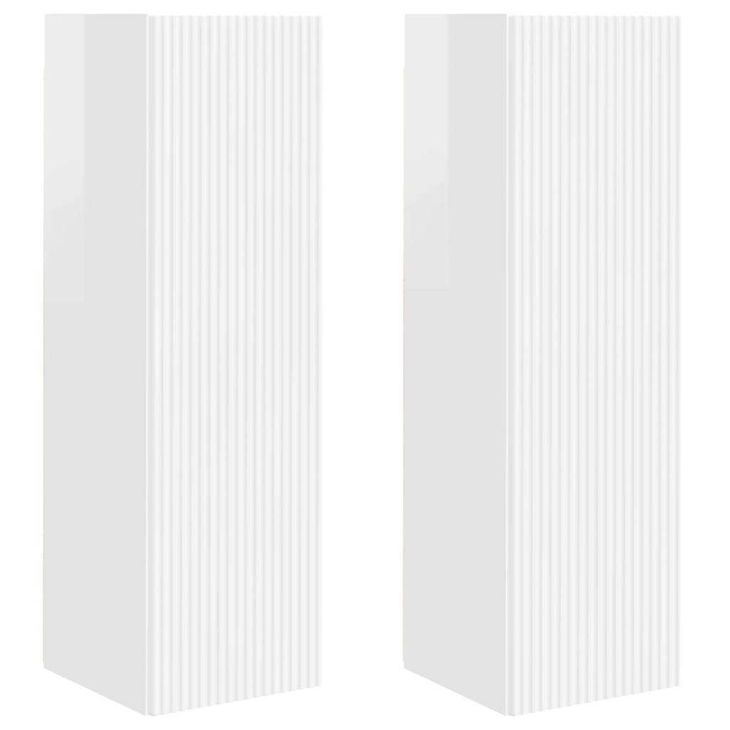 TV Wall Cabinet Wall-mounted 2 pcs Gloss White 30 x 31 x 100 cm
