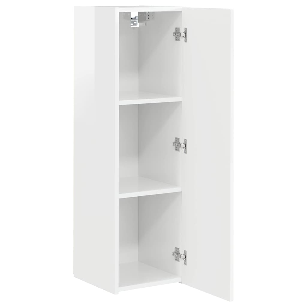 TV Wall Cabinet Wall-mounted 2 pcs Gloss White 30 x 31 x 100 cm