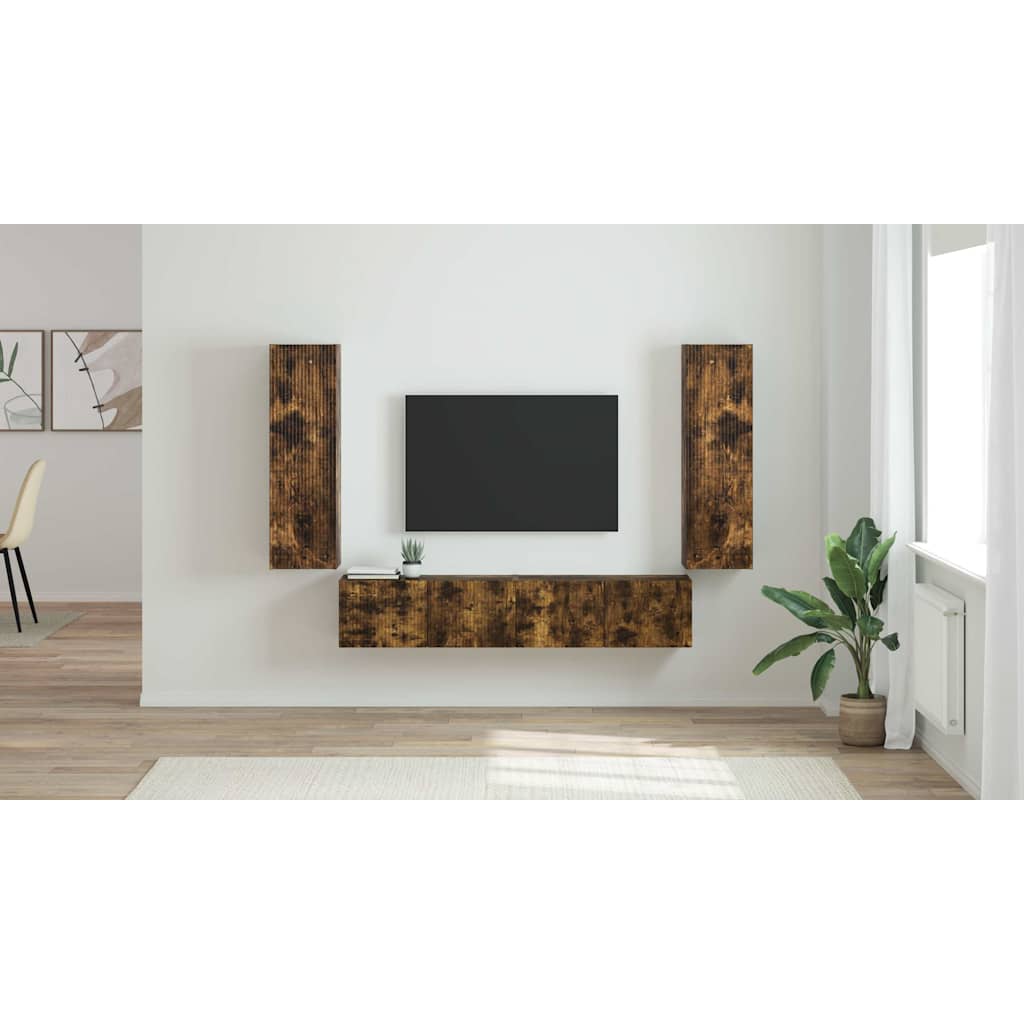 TV Wall Cabinet Wall-mounted 2 pcs Smoked Oak 30 x 31 x 100 cm