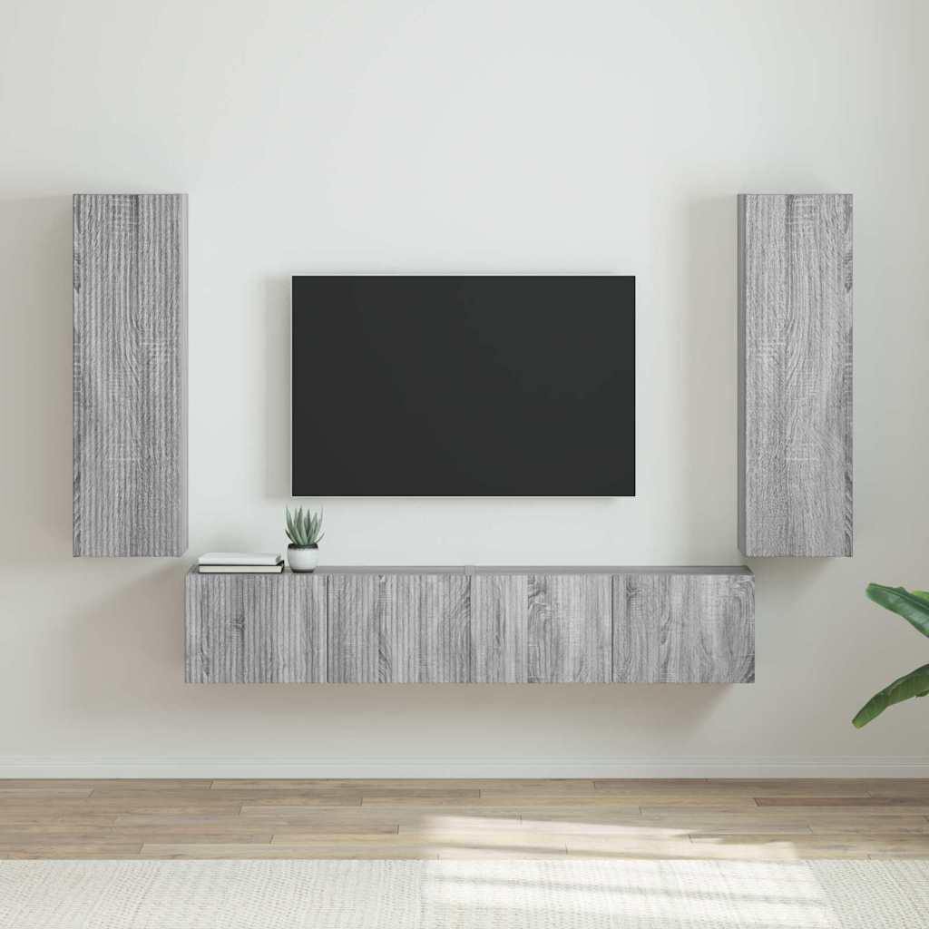TV Wall Cabinet Wall-mounted 2 pcs Grey Sonoma 30 x 31 x 100 cm