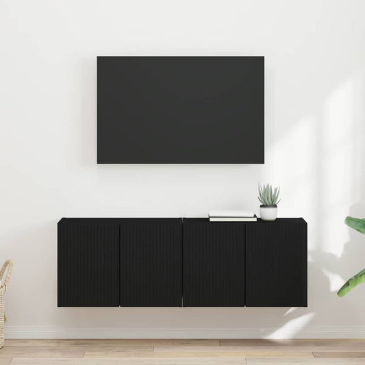 TV Wall Cabinet 2 pcs Black 59.5 x 31 x 40 cm Engineered Wood