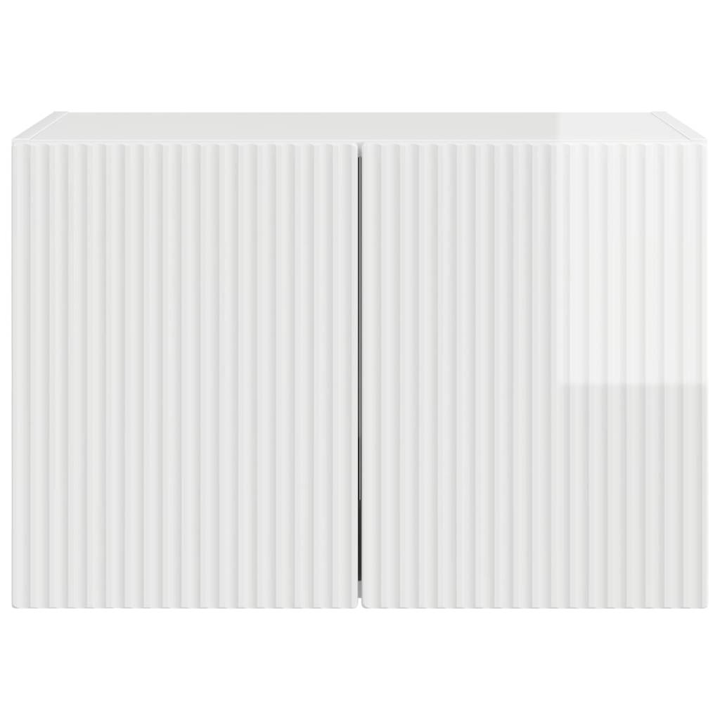 TV Wall Cabinet Wall-mounted High Gloss White 59.5 x 31 x 40 cm