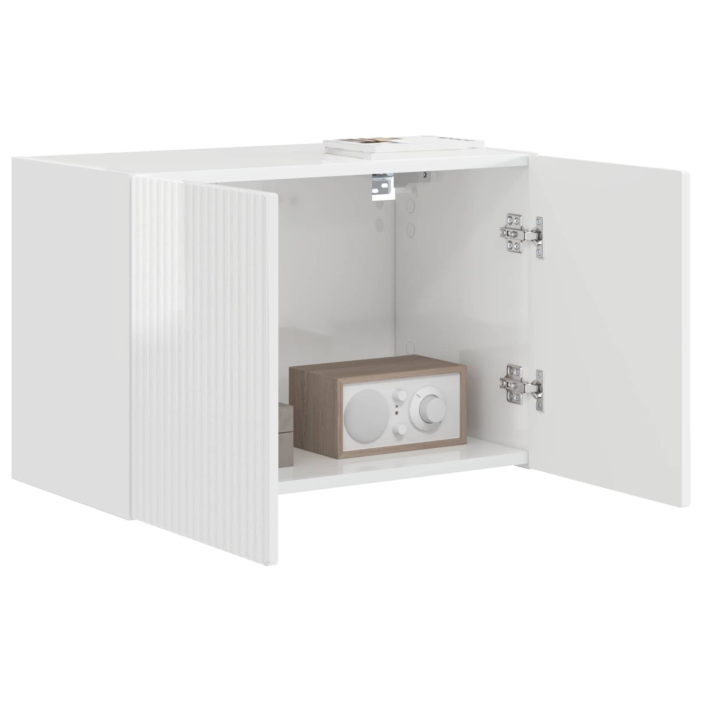 TV Wall Cabinet Wall-mounted High Gloss White 59.5 x 31 x 40 cm