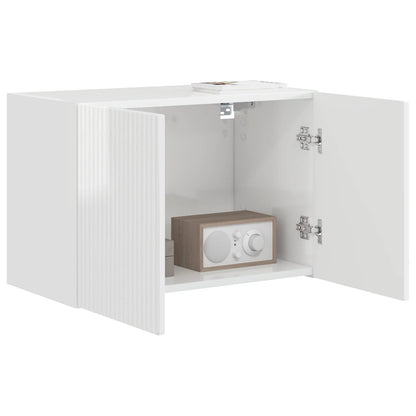 TV Wall Cabinet Wall-mounted High Gloss White 59.5 x 31 x 40 cm
