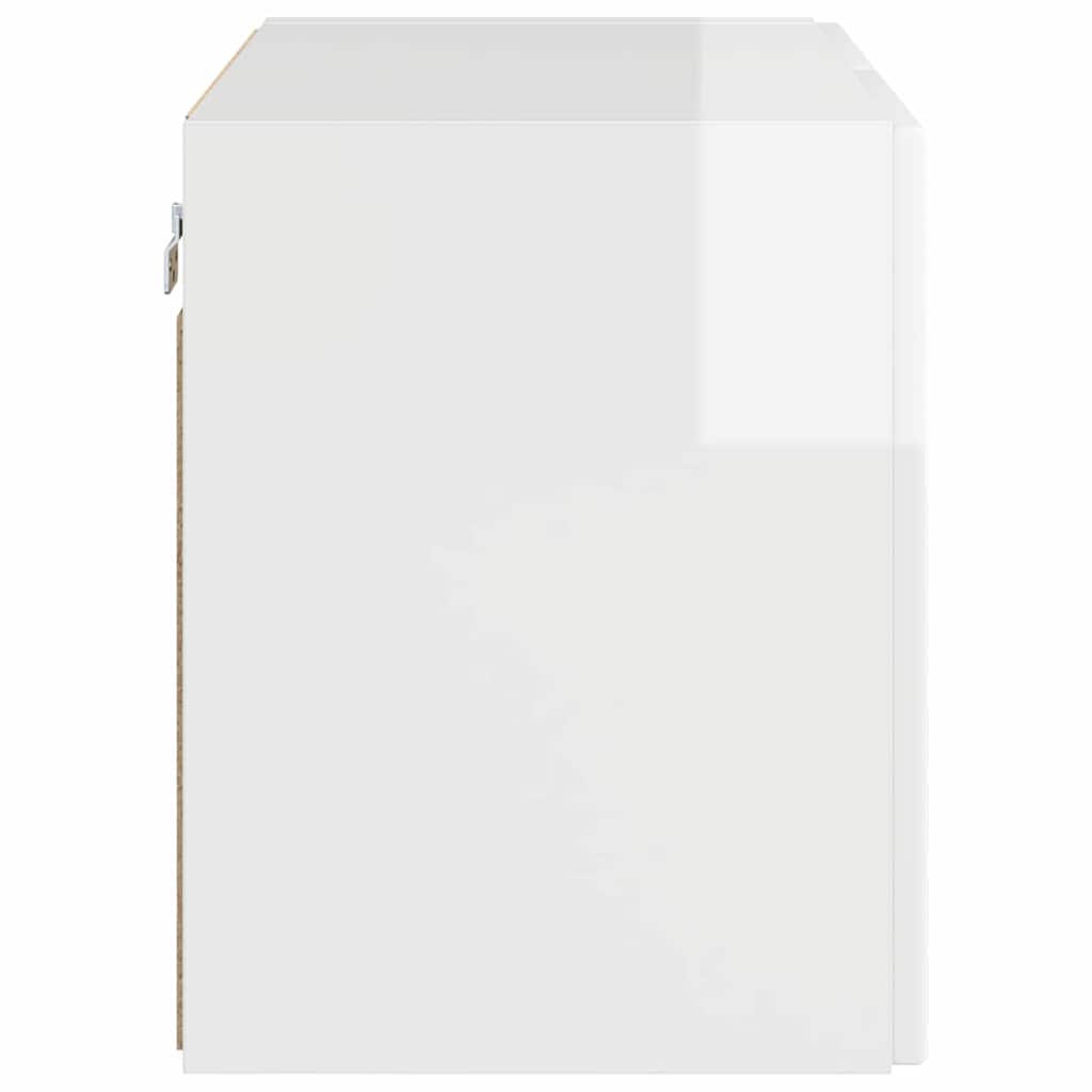 TV Wall Cabinet Wall-mounted High Gloss White 59.5 x 31 x 40 cm