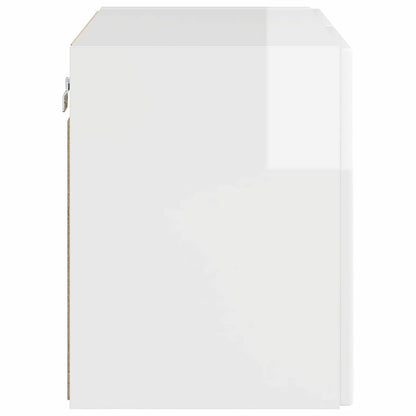 TV Wall Cabinet Wall-mounted High Gloss White 59.5 x 31 x 40 cm