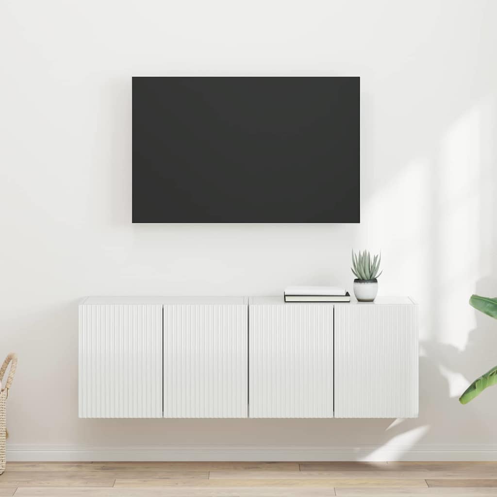 TV Wall Cabinet 2 pcs High Gloss White 59.5 x 31 x 40 cm