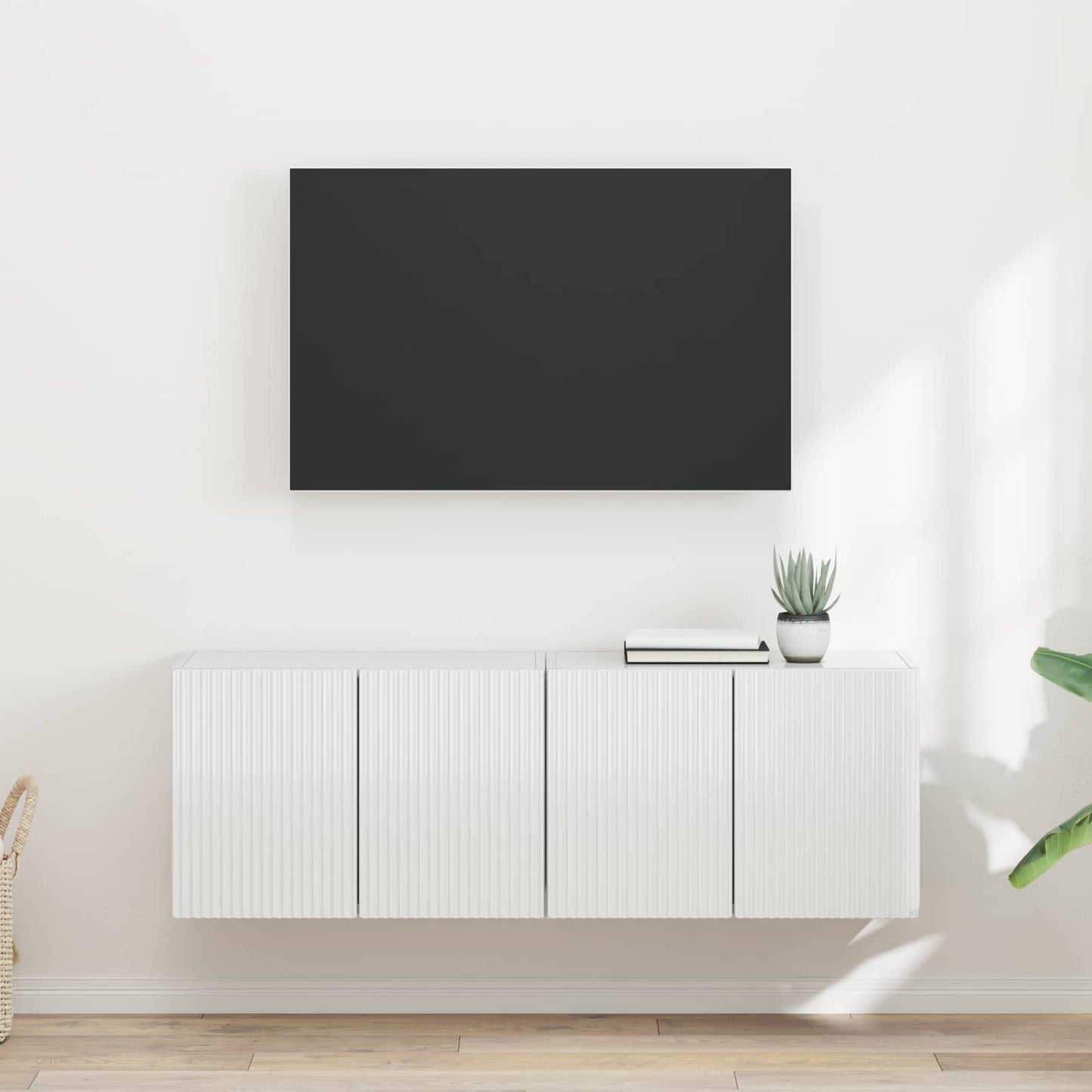 TV Wall Cabinet 2 pcs High Gloss White 59.5 x 31 x 40 cm
